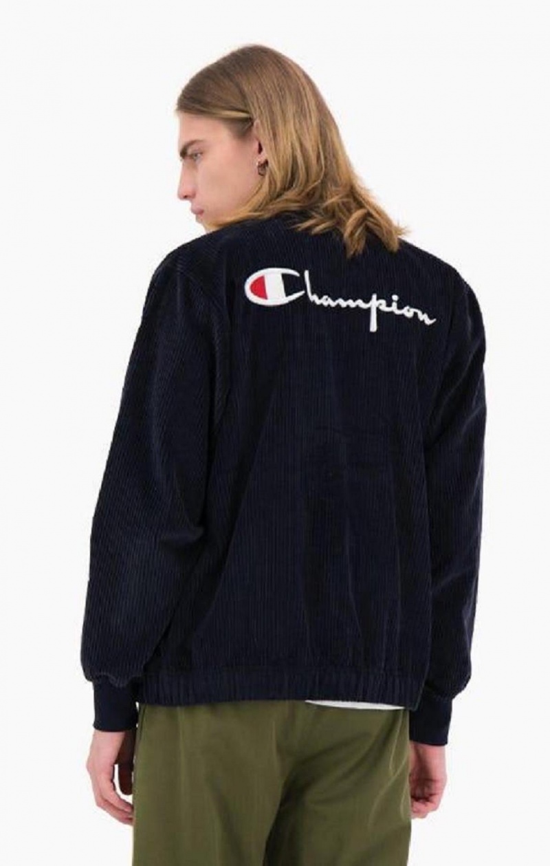 Chaquetas Champion Corduroy Script Logo Bomber Jacket Azules Oscuro | 6498-NLAPI