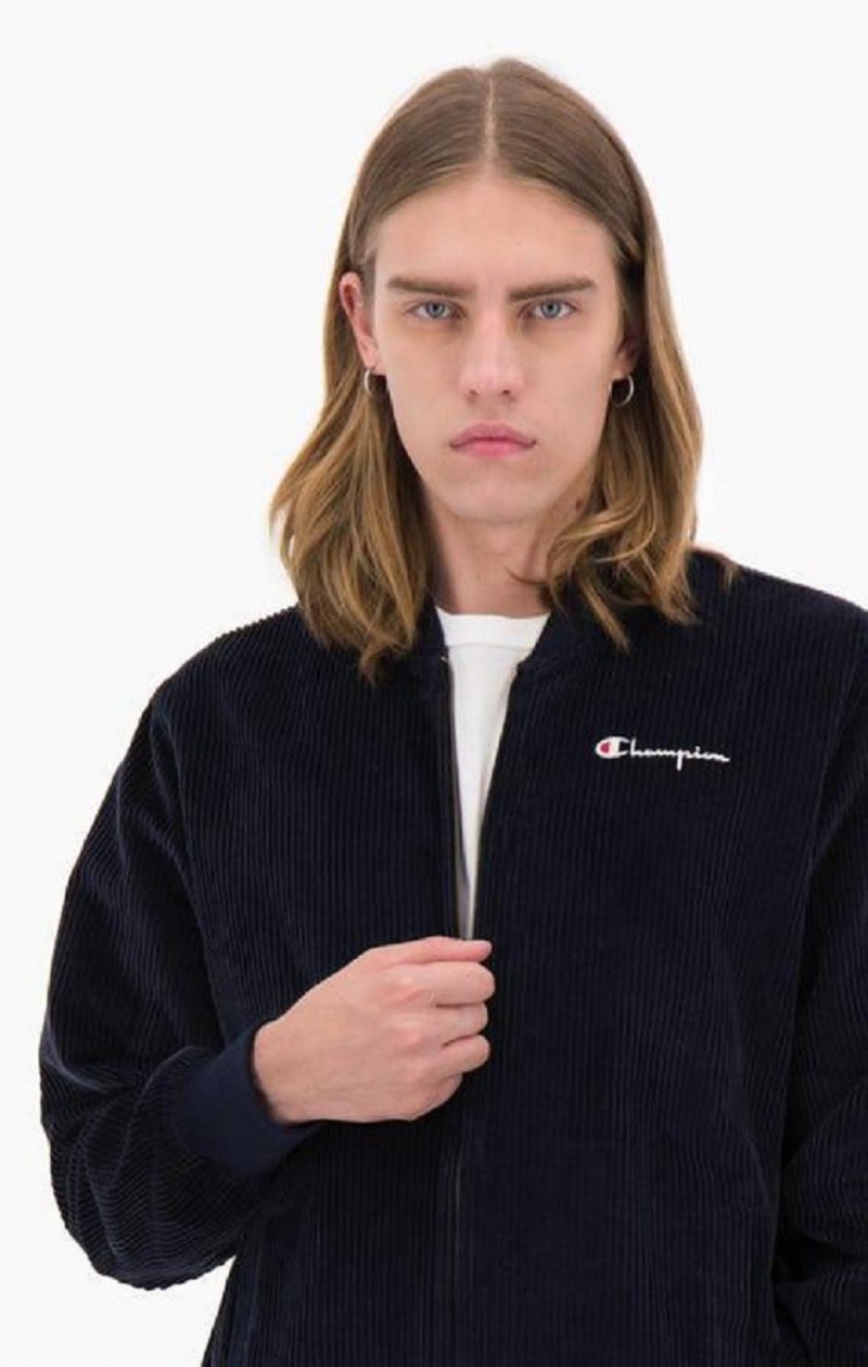 Chaquetas Champion Corduroy Script Logo Bomber Jacket Azules Oscuro | 6498-NLAPI