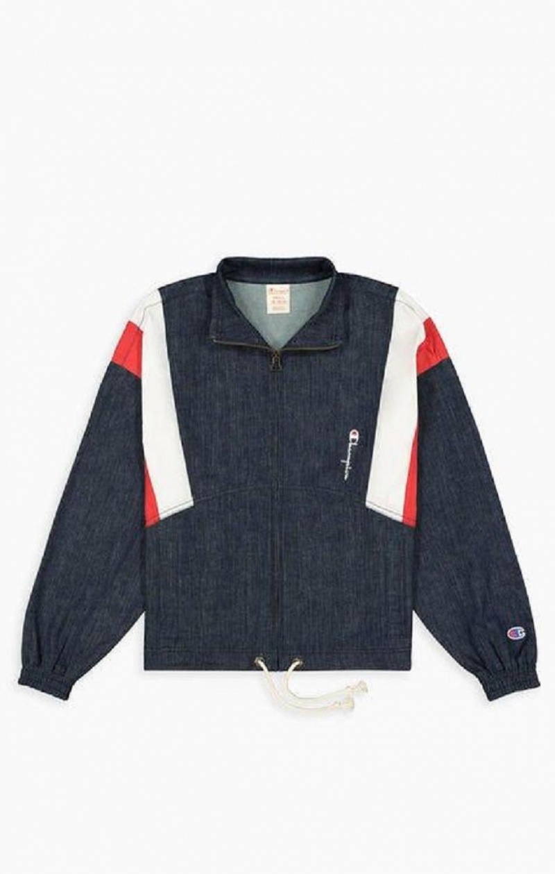 Chaquetas Champion Denim Stripe Pista Jacket Turquesa Azules | 3760-KCTGI