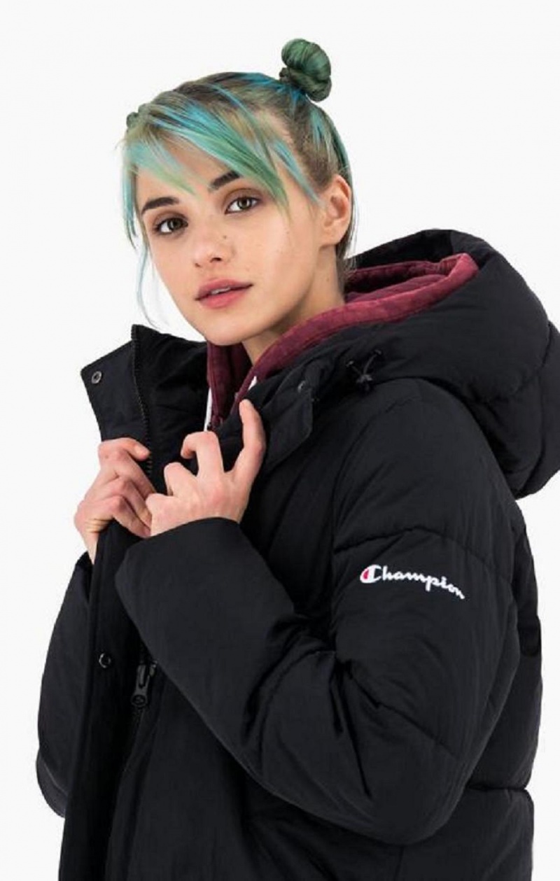 Chaquetas Champion Encapuchado Long Parka Coat Negras | 1290-EVYZI