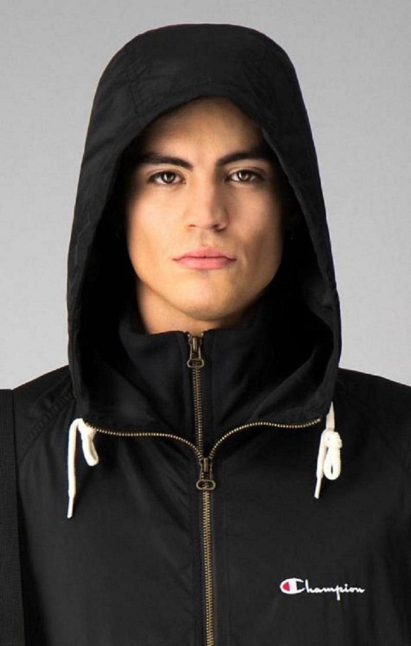 Chaquetas Champion Half Zip-Up Encapuchado Jacket Negras | 4751-ADRGF