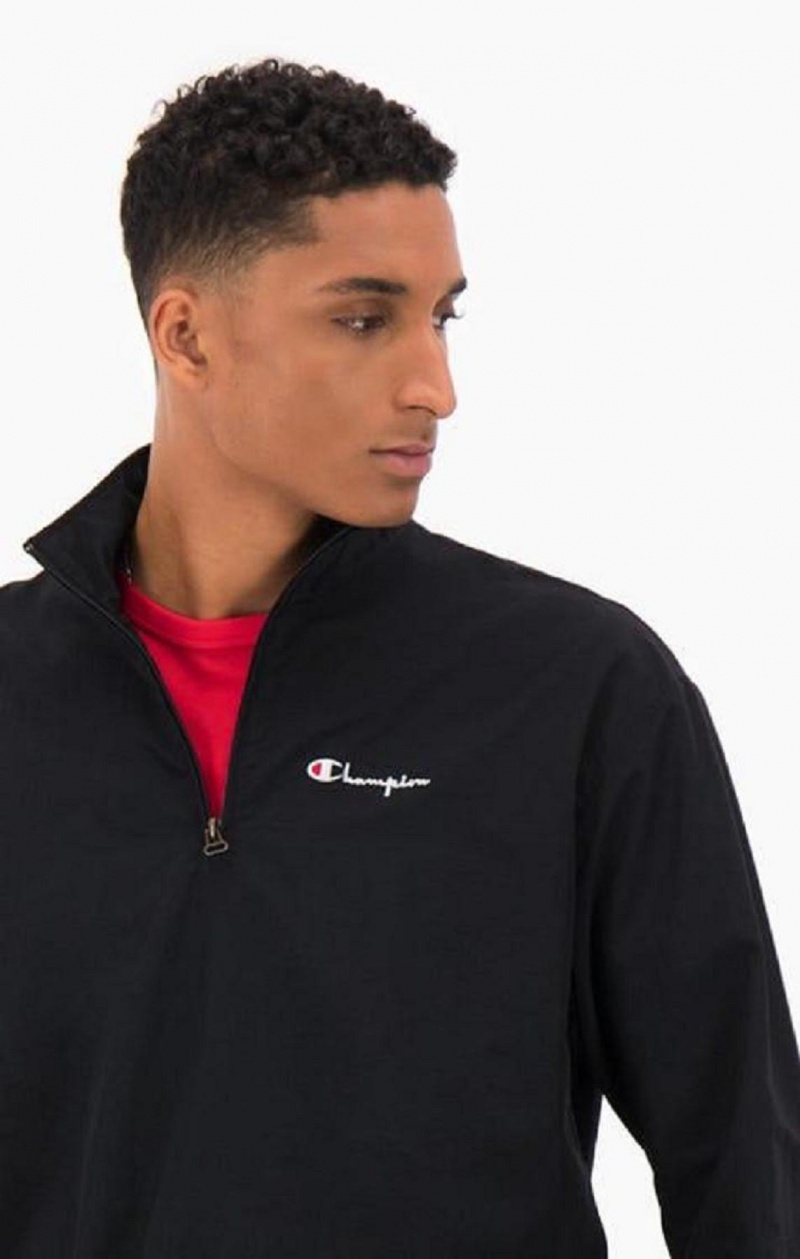 Chaquetas Champion Half Zip-Up Script Logo Pista Jacket Negras | 5908-LWEMG