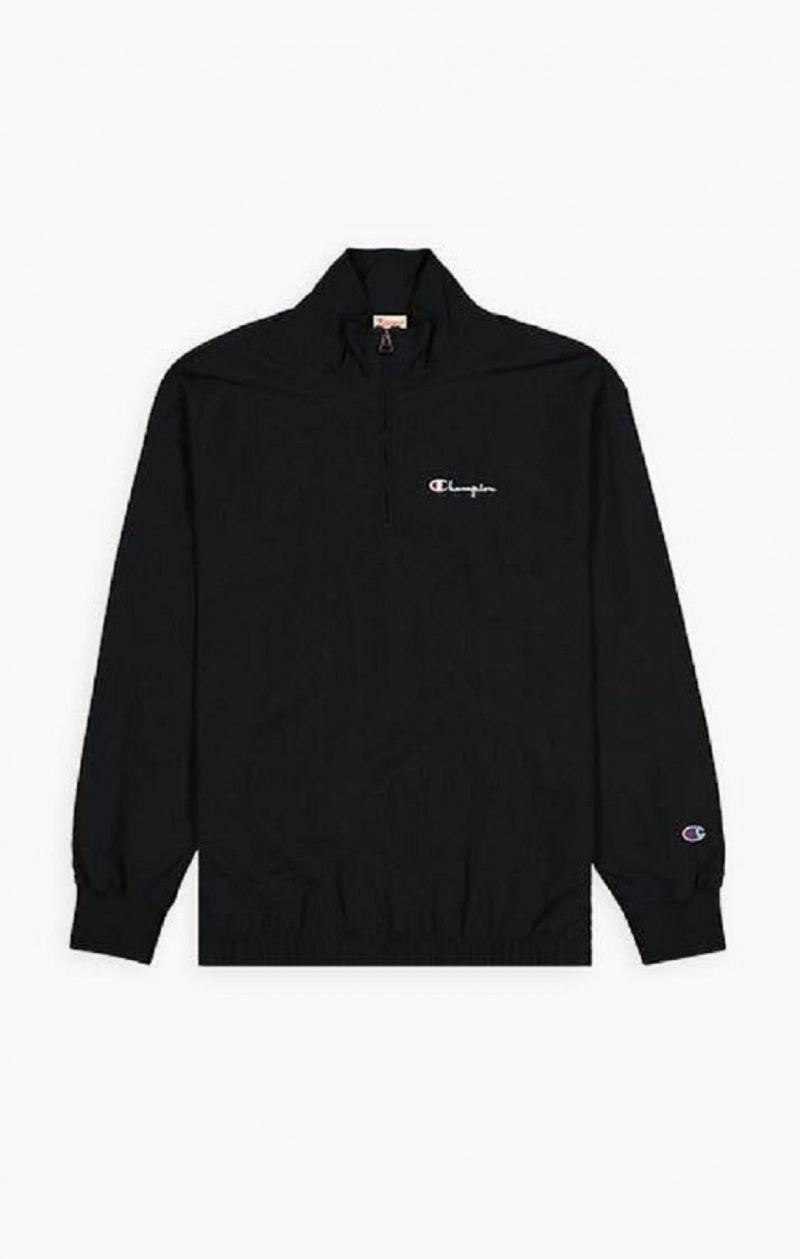 Chaquetas Champion Half Zip-Up Script Logo Pista Jacket Negras | 5908-LWEMG