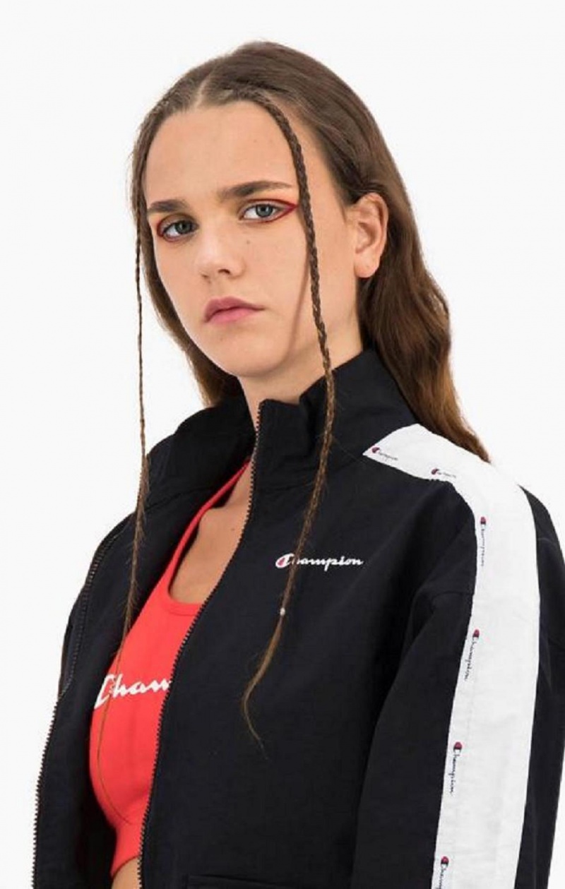 Chaquetas Champion Jacquard Logo Tape Zip-Up Pista Jacket Negras | 9621-PVESF