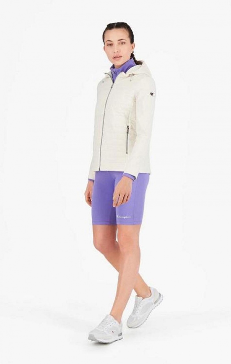 Chaquetas Champion Ligeros Acolchado Encapuchado Jacket Blancas | 1839-YSPVU