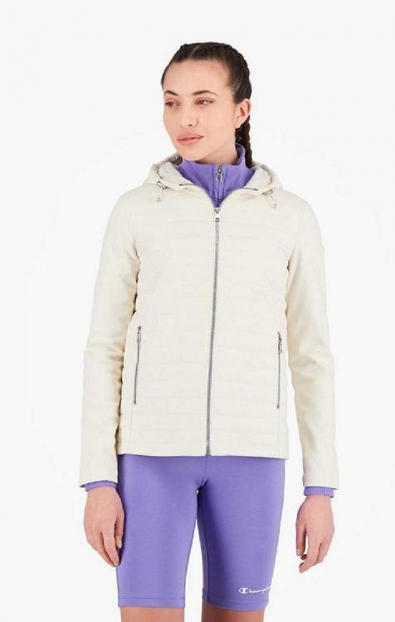 Chaquetas Champion Ligeros Acolchado Encapuchado Jacket Blancas | 1839-YSPVU