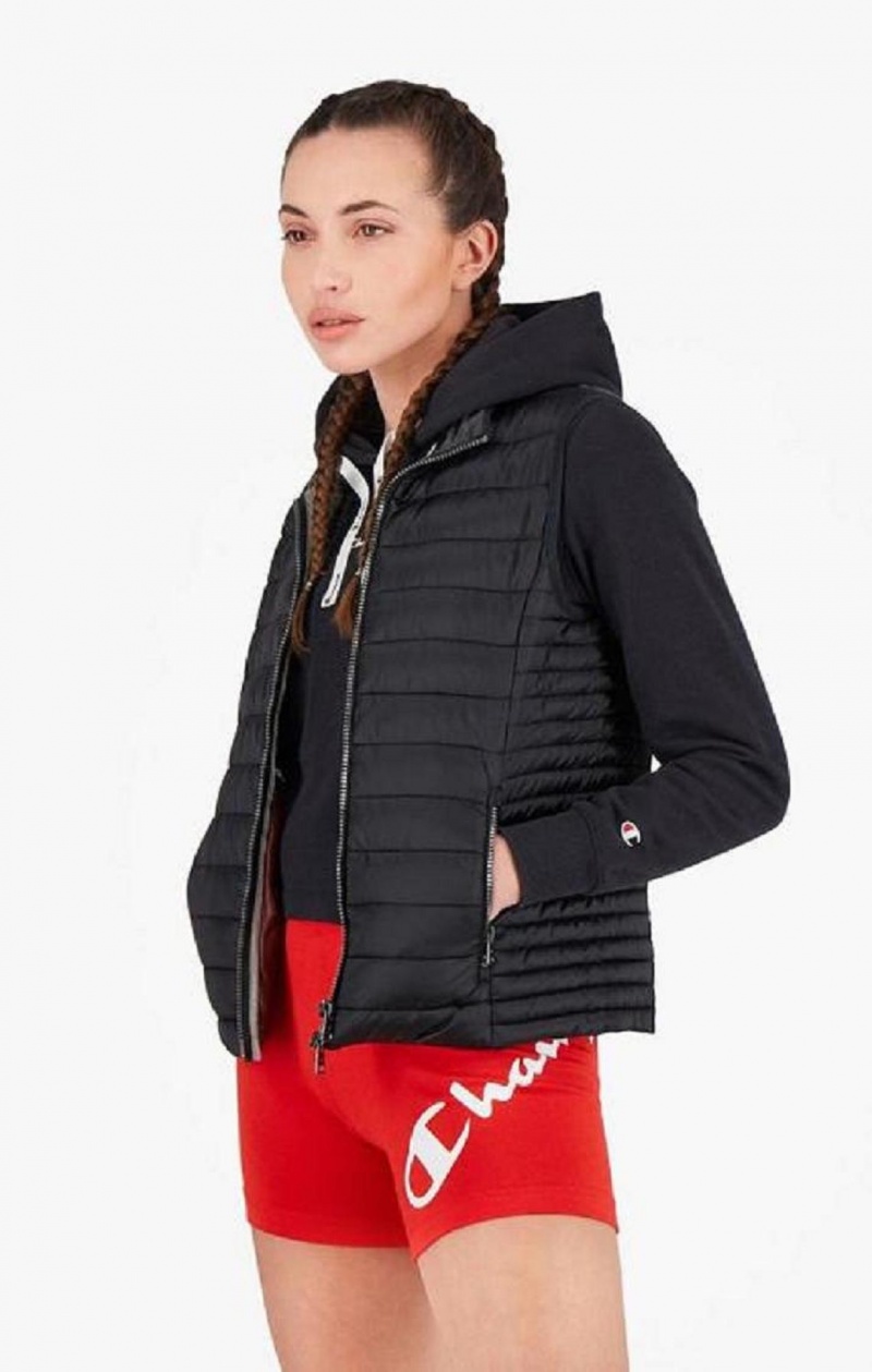 Chaquetas Champion Ligeros Acolchado Gilet Negras | 9812-FUJHR