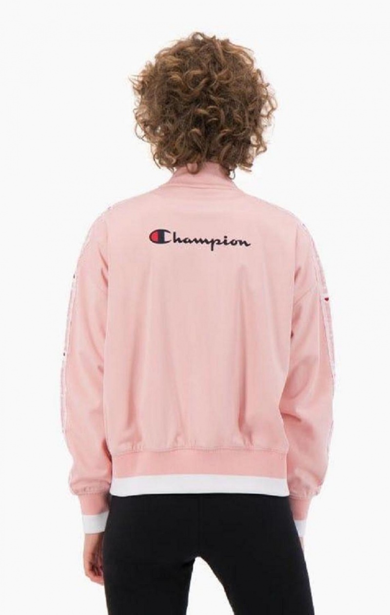 Chaquetas Champion Logo Tape Bi-Colour Trim Bomber Jacket Rosas | 1625-GEQSN