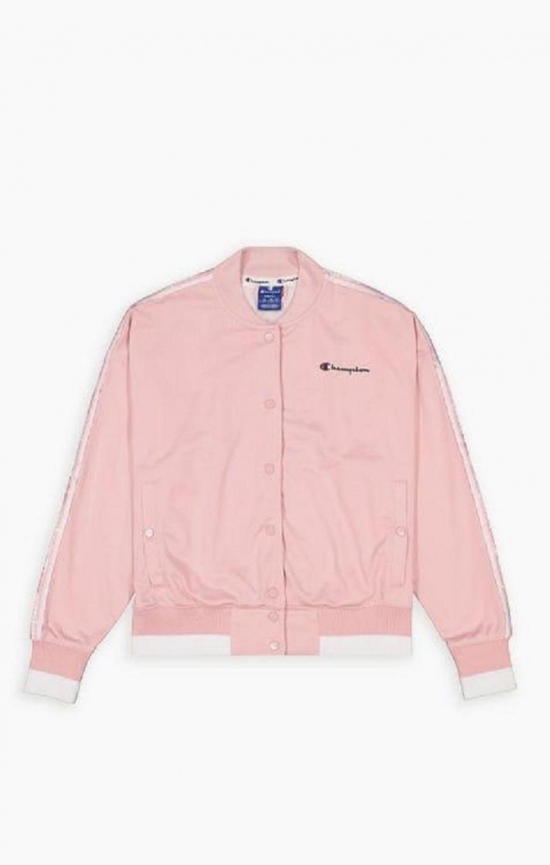 Chaquetas Champion Logo Tape Bi-Colour Trim Bomber Jacket Rosas | 1625-GEQSN