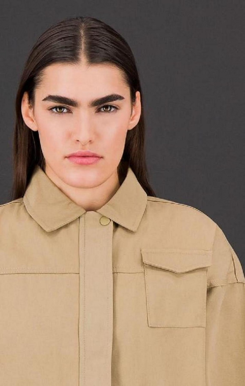 Chaquetas Champion Military Inspired Cropped Jacket Marrones Claro | 1679-YFHWC