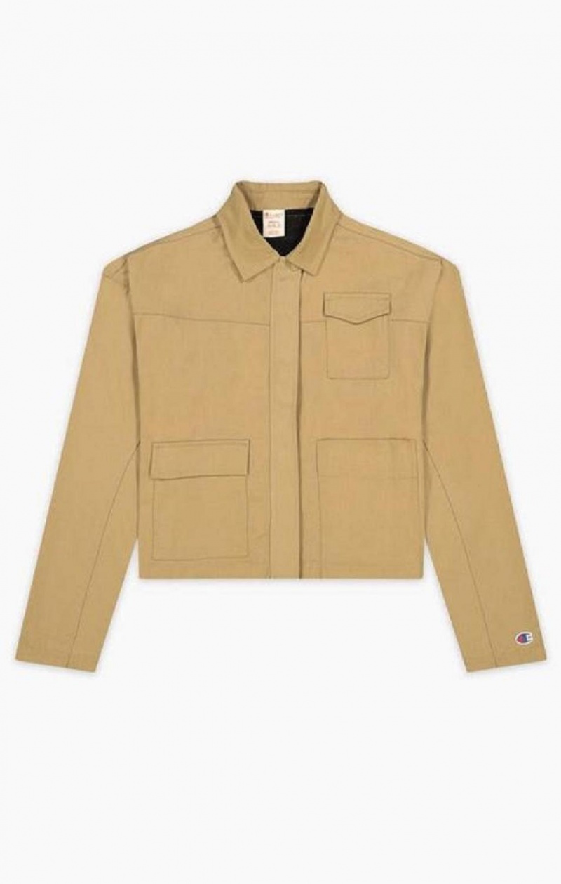 Chaquetas Champion Military Inspired Cropped Jacket Marrones Claro | 1679-YFHWC