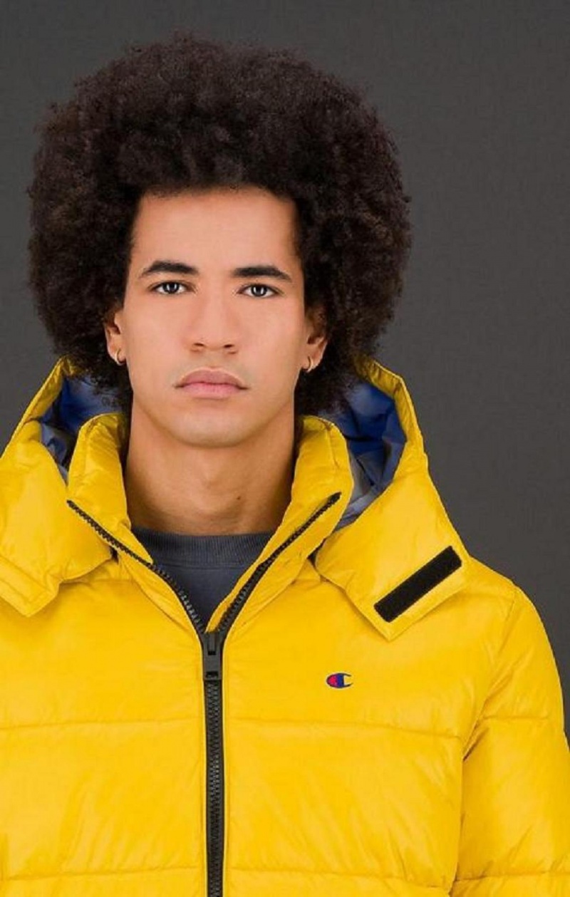 Chaquetas Champion Reflective Hood Zip-Up Acolchado Jacket Amarillo | 0658-THKJO