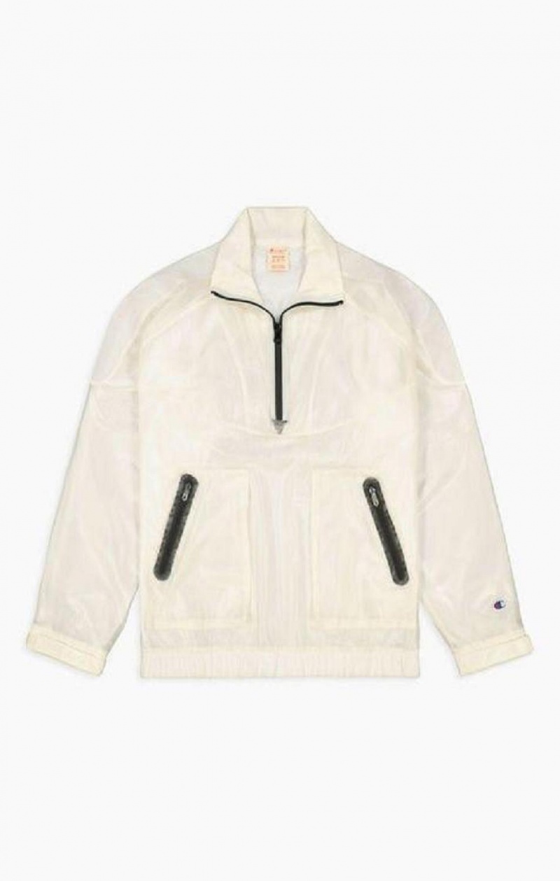 Chaquetas Champion Reflective Script Logo Zip-Up Pista Jacket Blancas | 1609-QZXAS