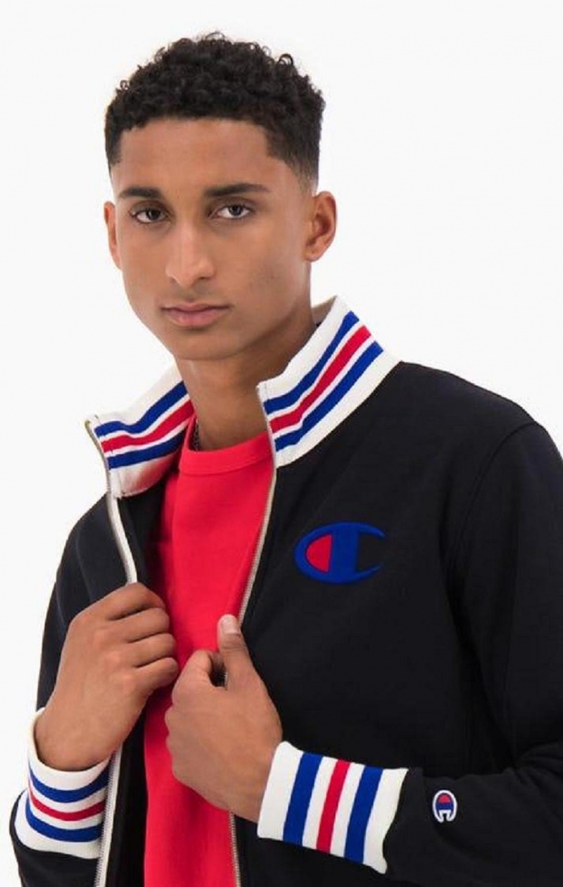 Chaquetas Champion Ringer Trim Reverse Weave Bomber Jacket Negras | 9625-IQZNH