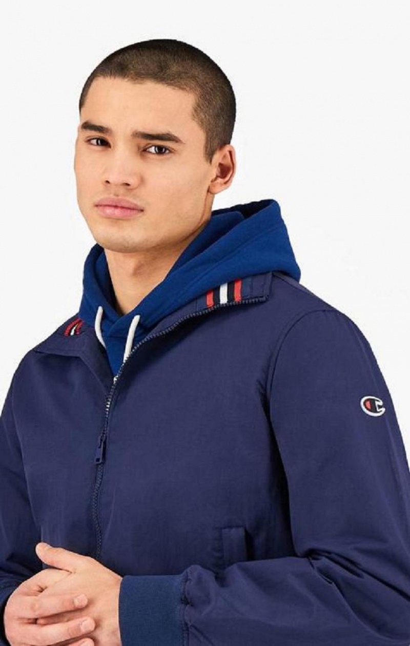 Chaquetas Champion Rubber C Zip-Through Jacket Azules Oscuro | 7543-KIPAZ