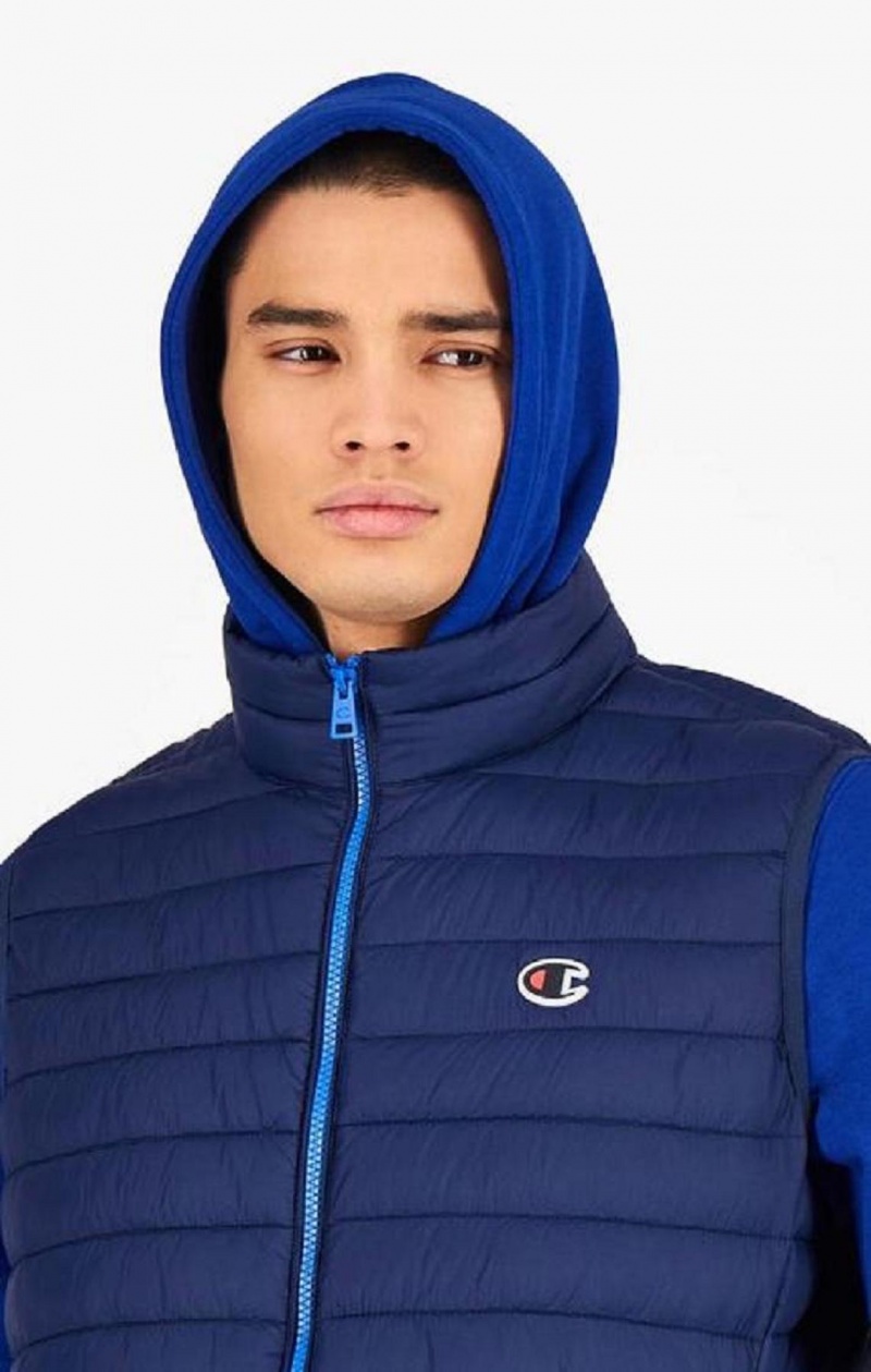 Chaquetas Champion Sin Manga Paneled Gilet Azules Oscuro | 6310-SMKQP