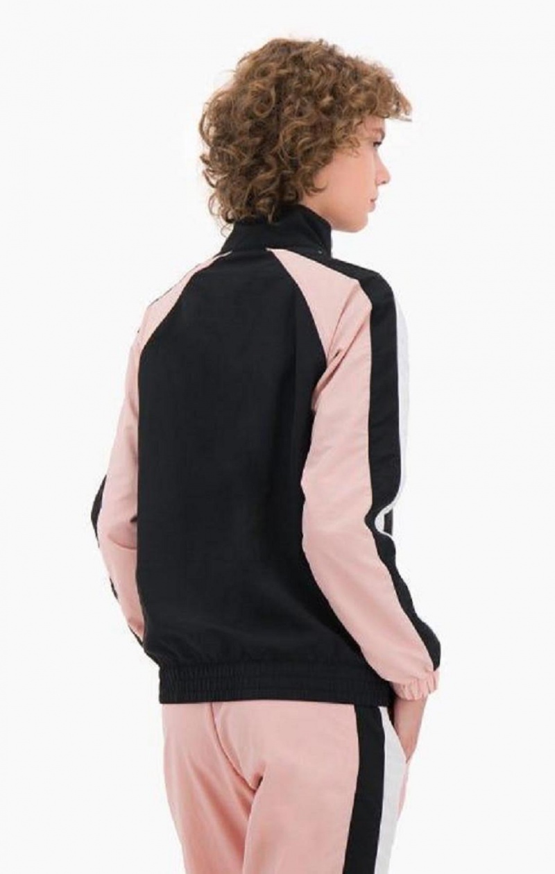 Chaquetas Champion Two Tone Stripe Seam Pista Jacket Negras Rosas | 9680-HWBDT