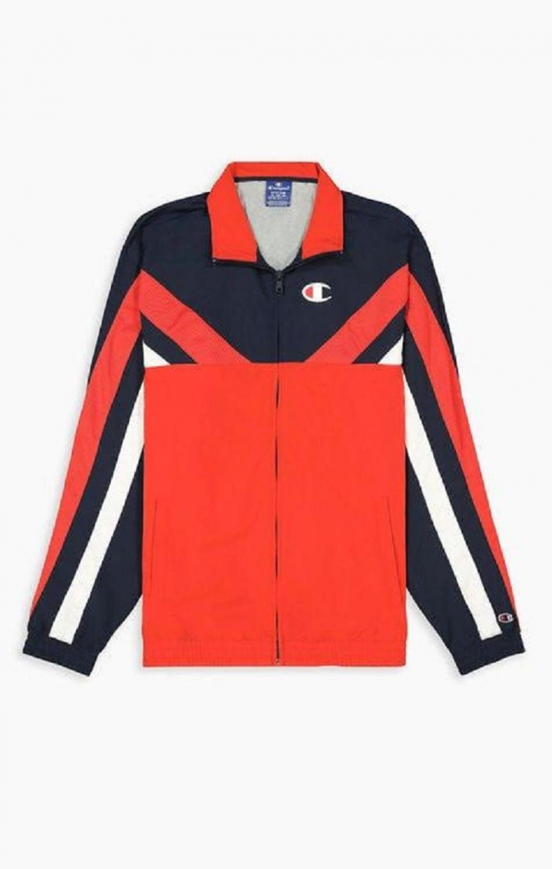 Chaquetas Champion Zip-Up Colour Block And Stripe Pista Jacket Rojas | 9864-JICZO