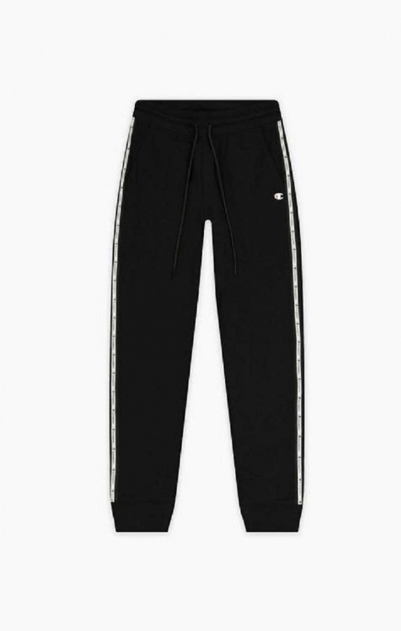 Pantalon Jogger Champion A Rayas Jacquard Logo Tape Joggers Negras | 9871-TVHEL