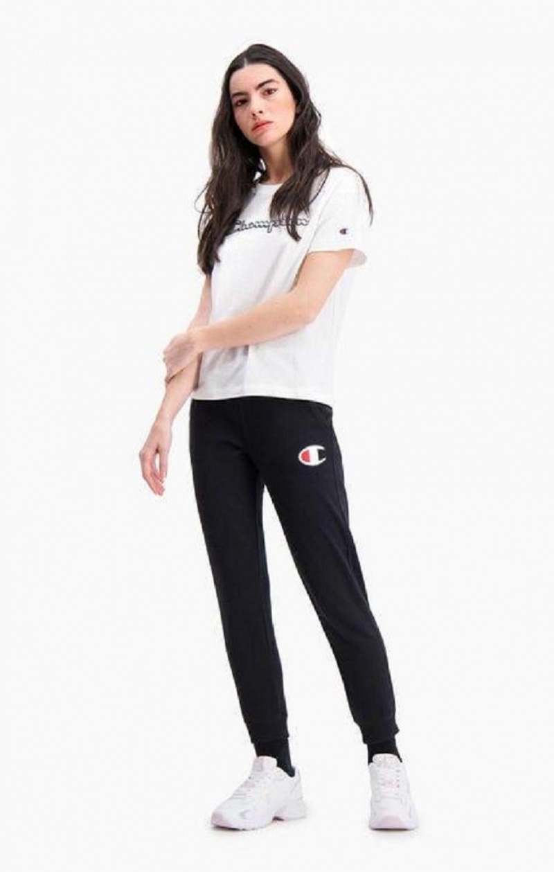 Pantalon Jogger Champion C Logo Acanalado Cuffed Joggers Negras | 2341-XROCF