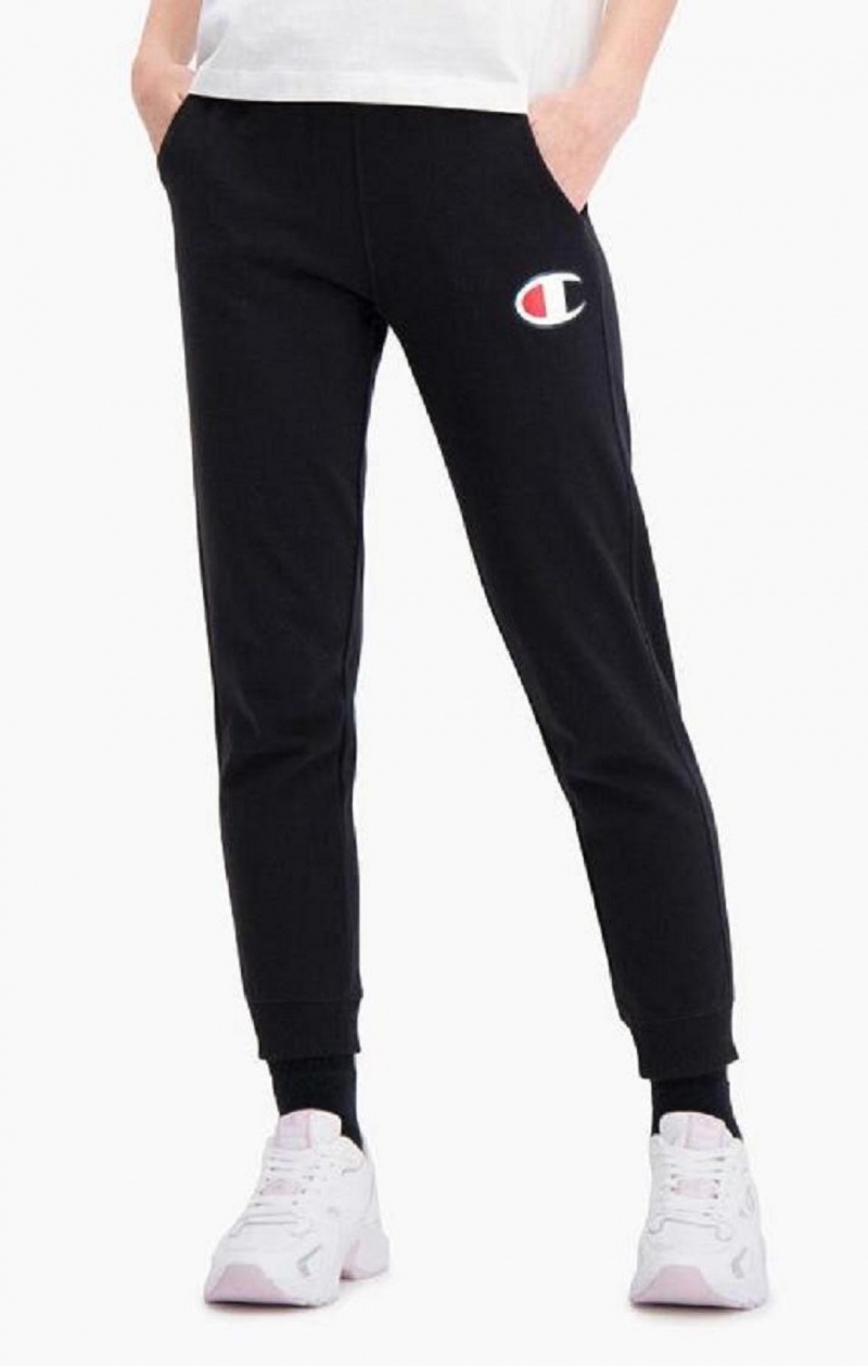 Pantalon Jogger Champion C Logo Acanalado Cuffed Joggers Negras | 2341-XROCF