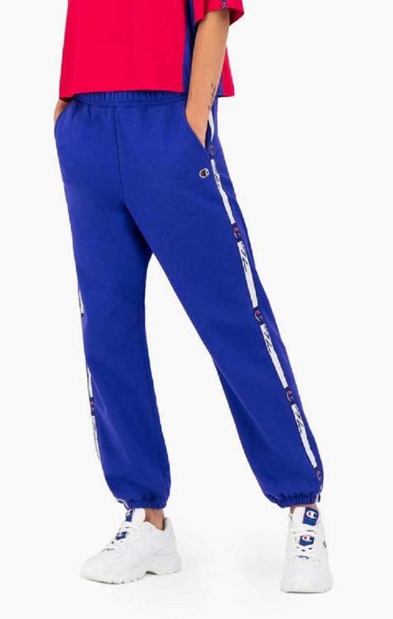 Pantalon Jogger Champion Contrast Jacquard Logo Tape Fleece Joggers Azules | 3012-ESRPF