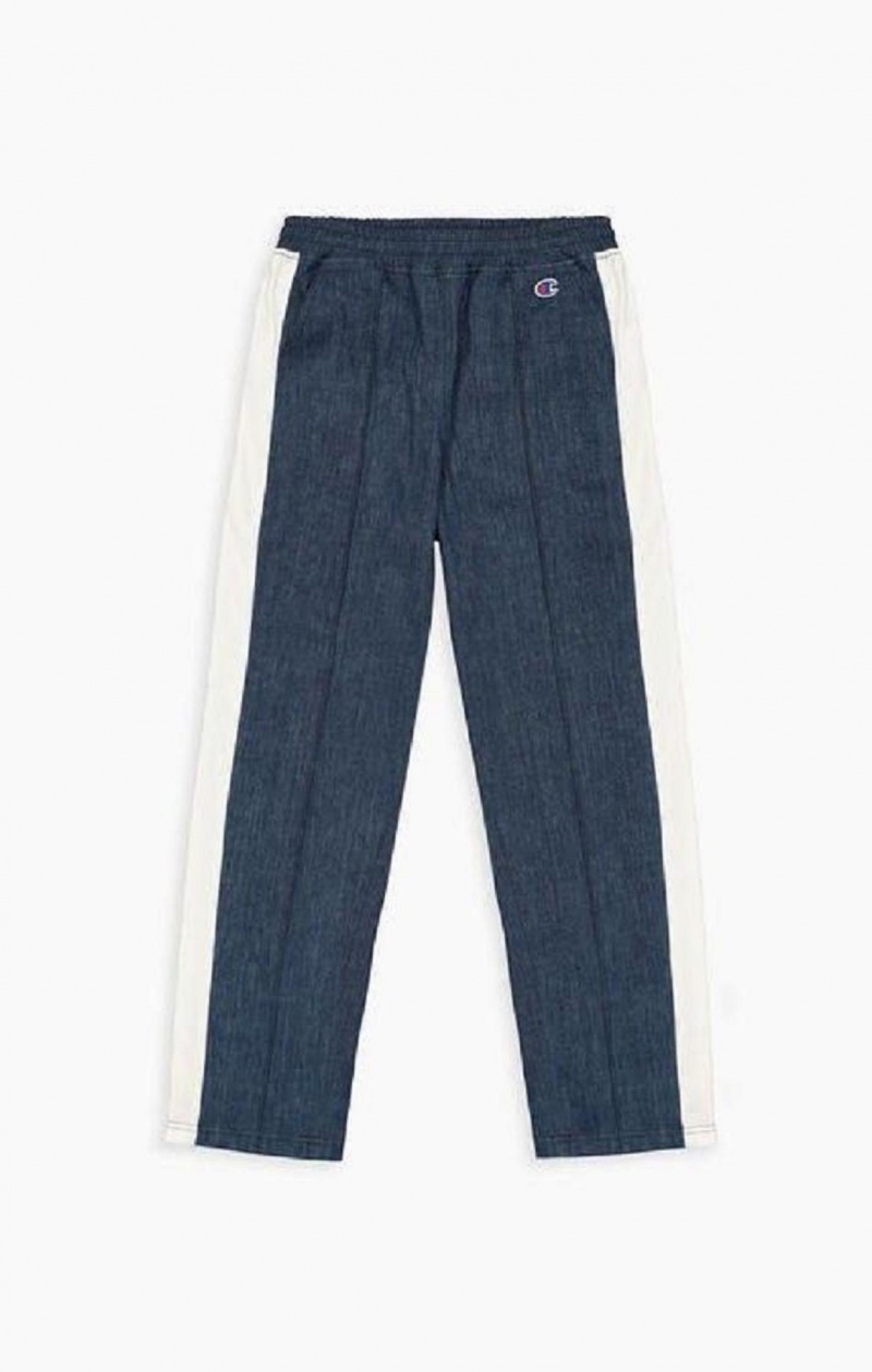 Pantalon Jogger Champion Denim Stripe Flared Pista Pants Turquesa Azules | 6973-NTBGV