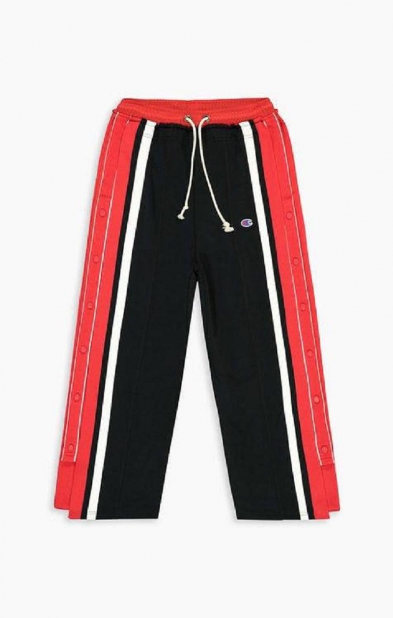 Pantalon Jogger Champion Double Layer Popper Flared Pista Pants Negras Rojas | 2851-ADONW