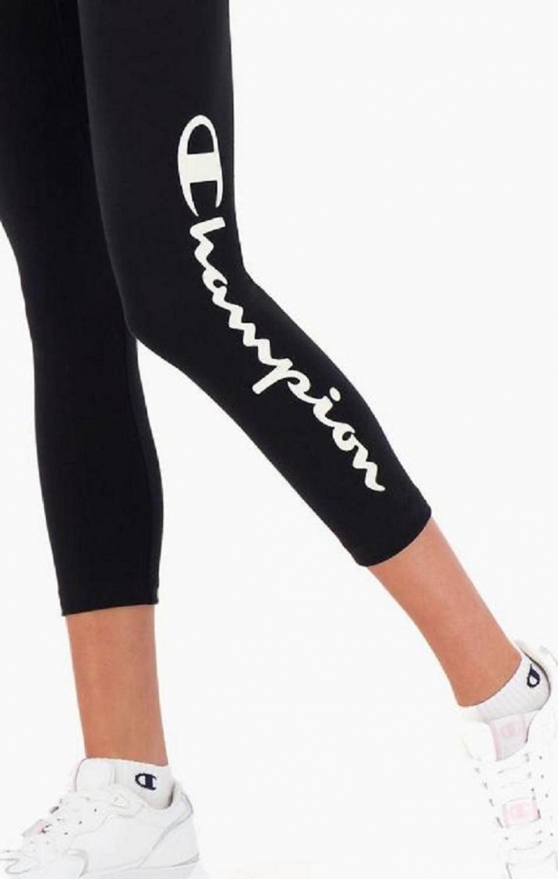 Pantalon Jogger Champion Logo Tape Stretch Crop Leggings Negras | 5603-TCVNO