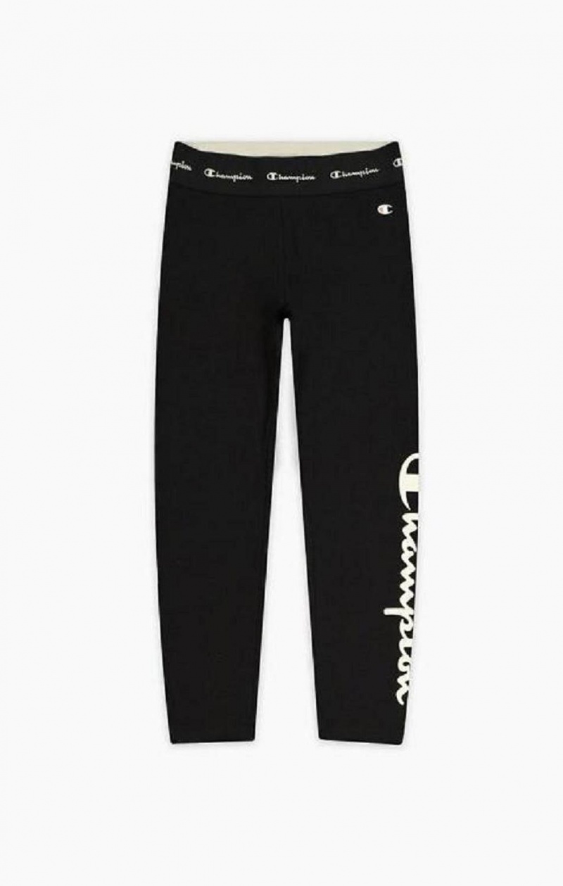 Pantalon Jogger Champion Logo Tape Stretch Crop Leggings Negras | 5603-TCVNO