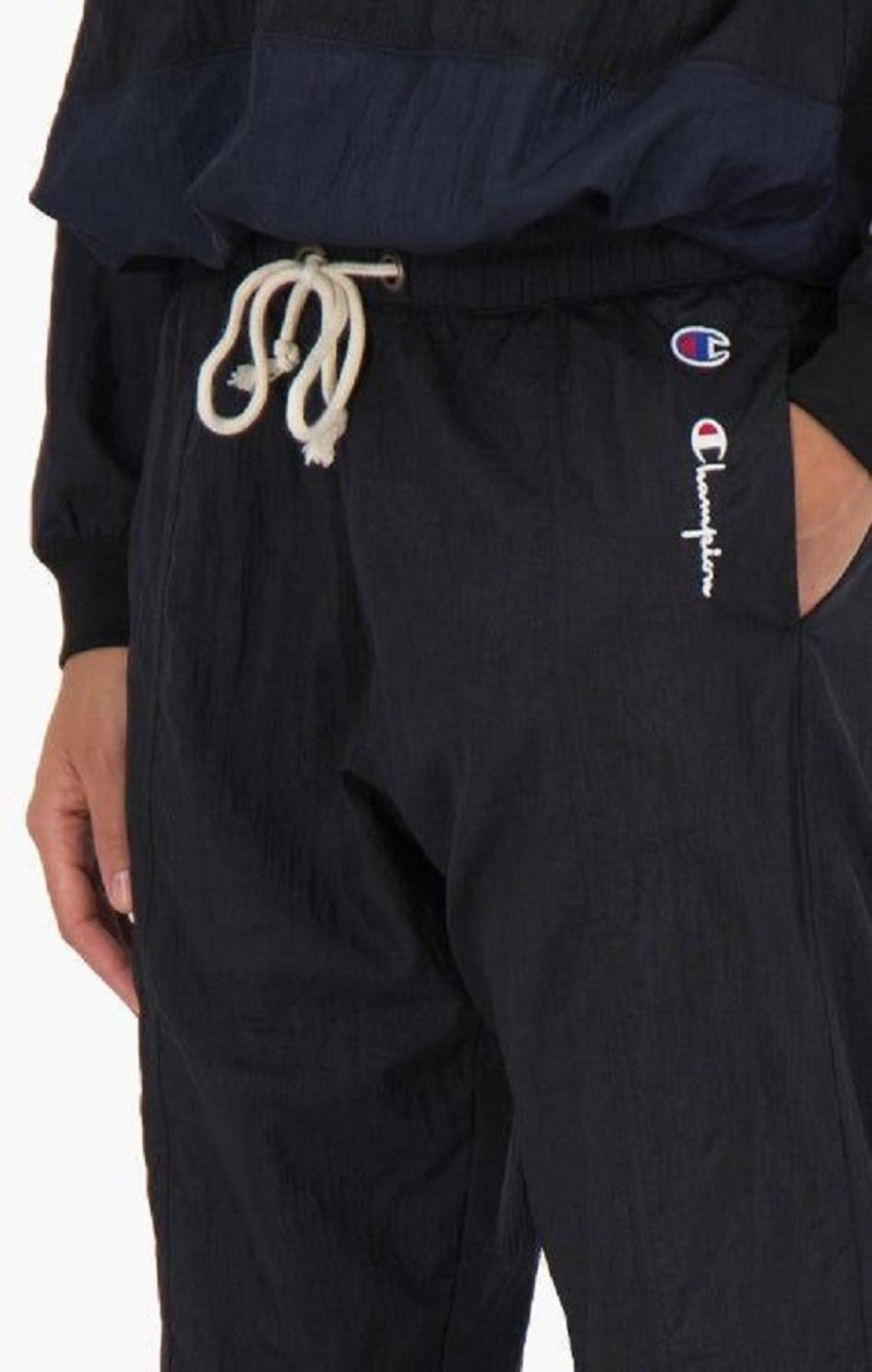 Pantalon Jogger Champion Panel Detail Cuffed Pista Pants Negras | 1243-HYAJU