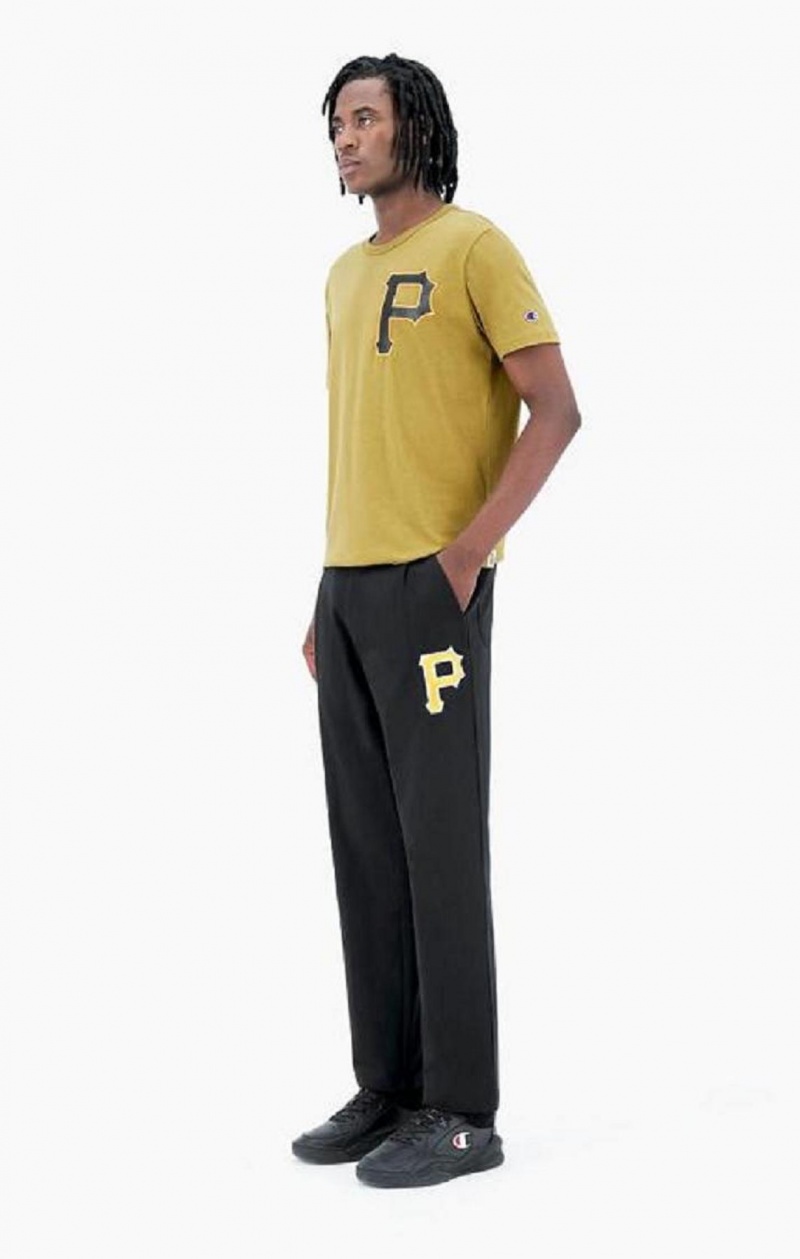 Pantalon Jogger Champion Pittsburgh MLB Directo Hem Woven Trousers Negras | 0294-YRJSI