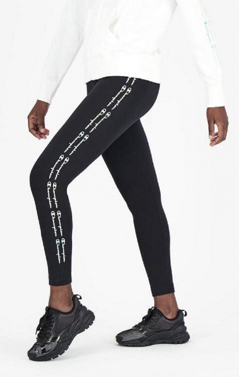 Pantalon Jogger Champion Rainbow Script Logo Print Leggings Negras | 2379-DQFWB