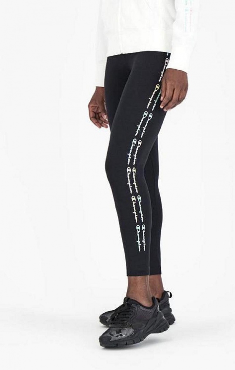 Pantalon Jogger Champion Rainbow Script Logo Print Leggings Negras | 2379-DQFWB