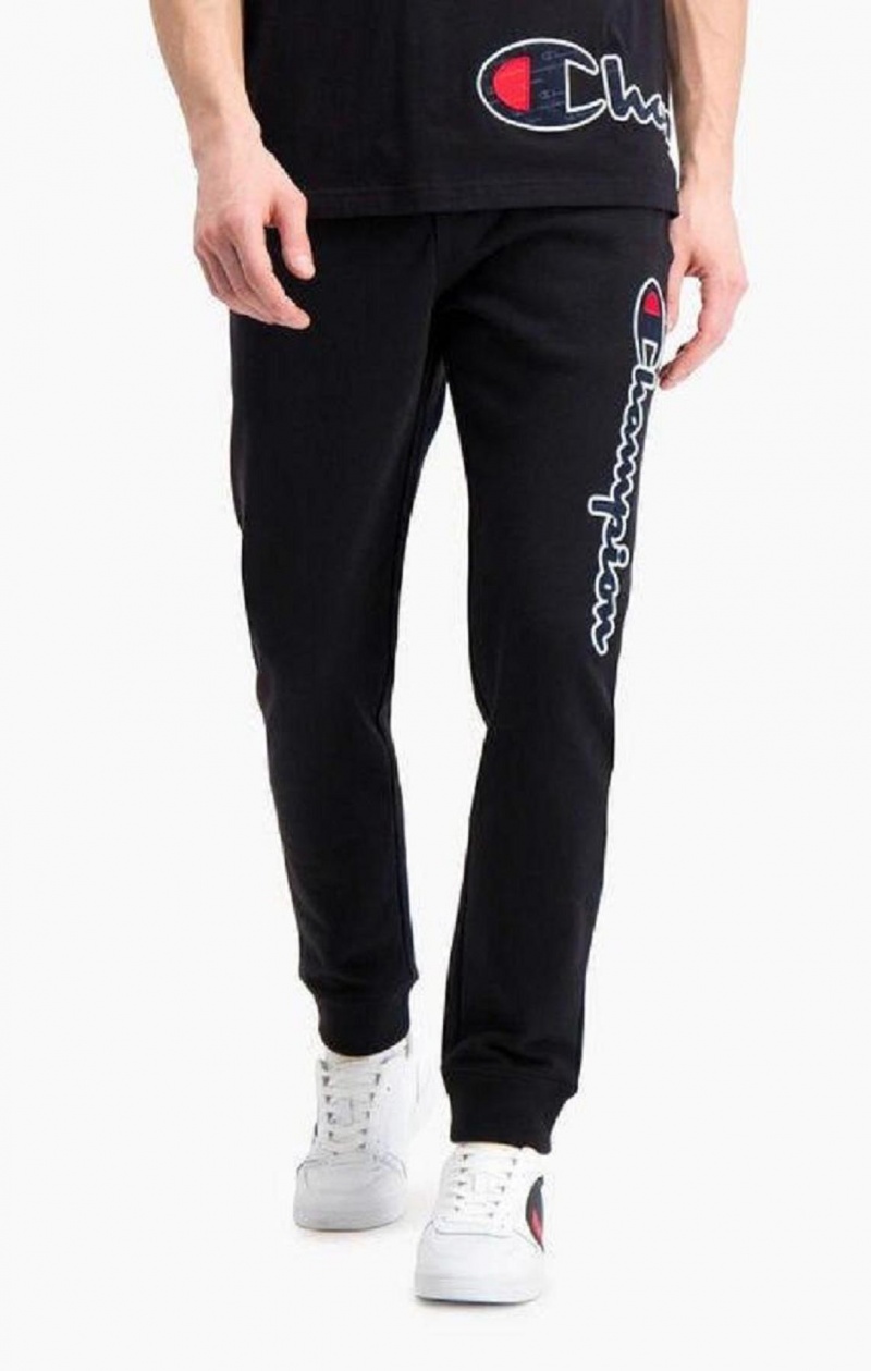 Pantalon Jogger Champion Satin Script Logo Algodon Terry Joggers Negras | 7342-GFVRL