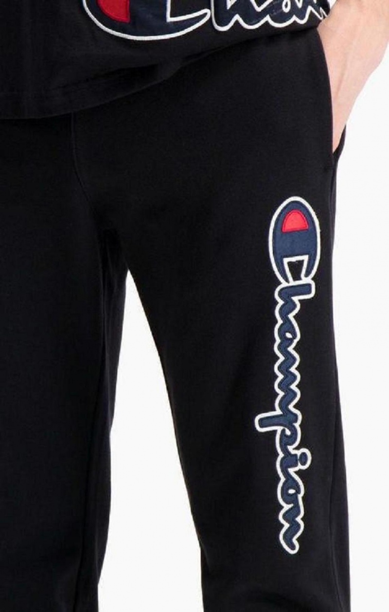 Pantalon Jogger Champion Satin Script Logo Algodon Terry Joggers Negras | 7342-GFVRL