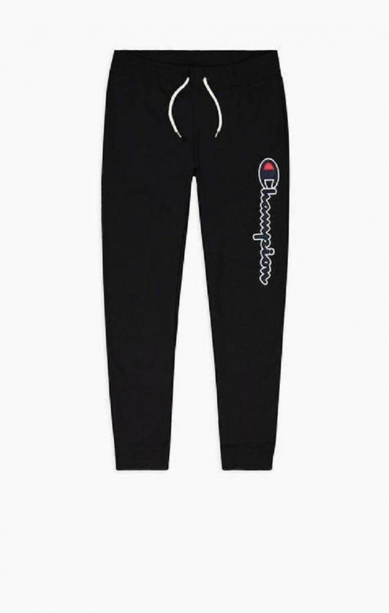 Pantalon Jogger Champion Satin Script Logo Algodon Terry Joggers Negras | 7342-GFVRL