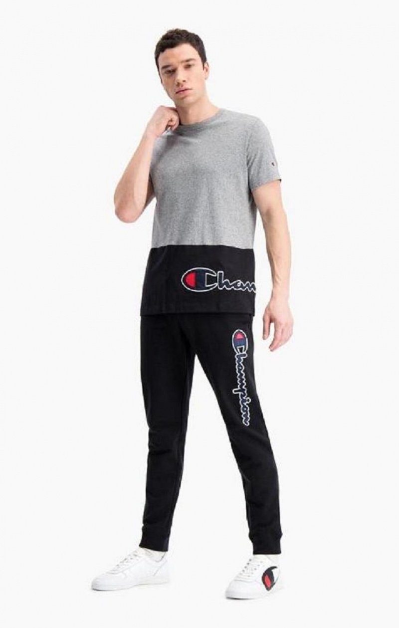 Pantalon Jogger Champion Satin Script Logo Algodon Terry Joggers Negras | 7342-GFVRL