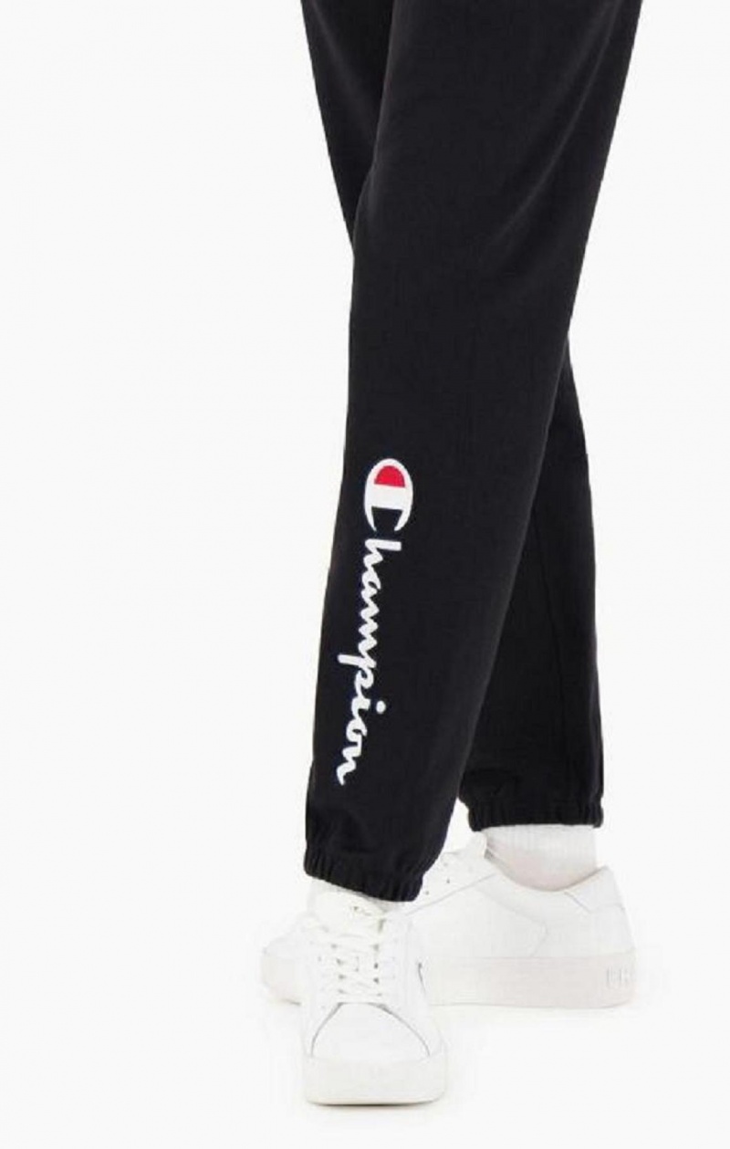 Pantalon Jogger Champion Satin Stitch Script Logo Fleece Joggers Negras | 2358-YTNLM