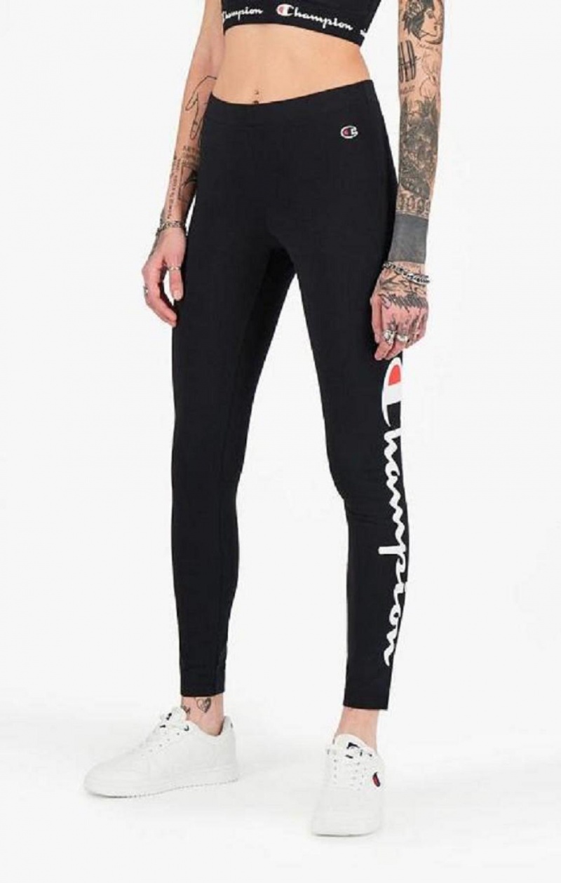 Pantalon Jogger Champion Script Logo 7/8 Leggings Negras | 7250-DVFBC