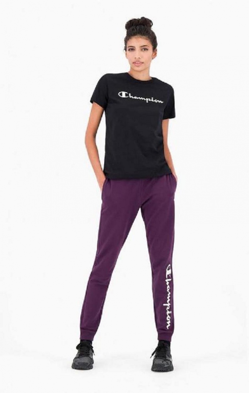 Pantalon Jogger Champion Script Logo Fleece Joggers Moradas Oscuro | 2094-OATCI