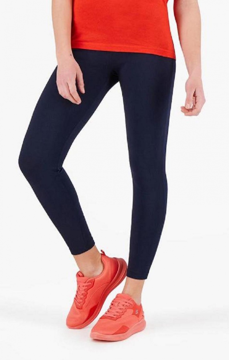 Pantalon Jogger Champion Script Logo Stretch Algodon Leggings Azules Oscuro | 2874-DSFNM