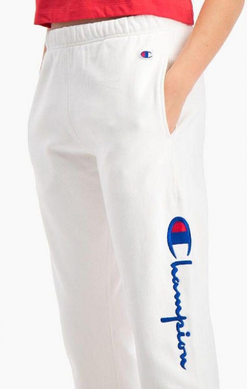 Pantalon Jogger Champion Script Logo Stretch Reverse Weave Joggers Blancas | 7536-SOBWF