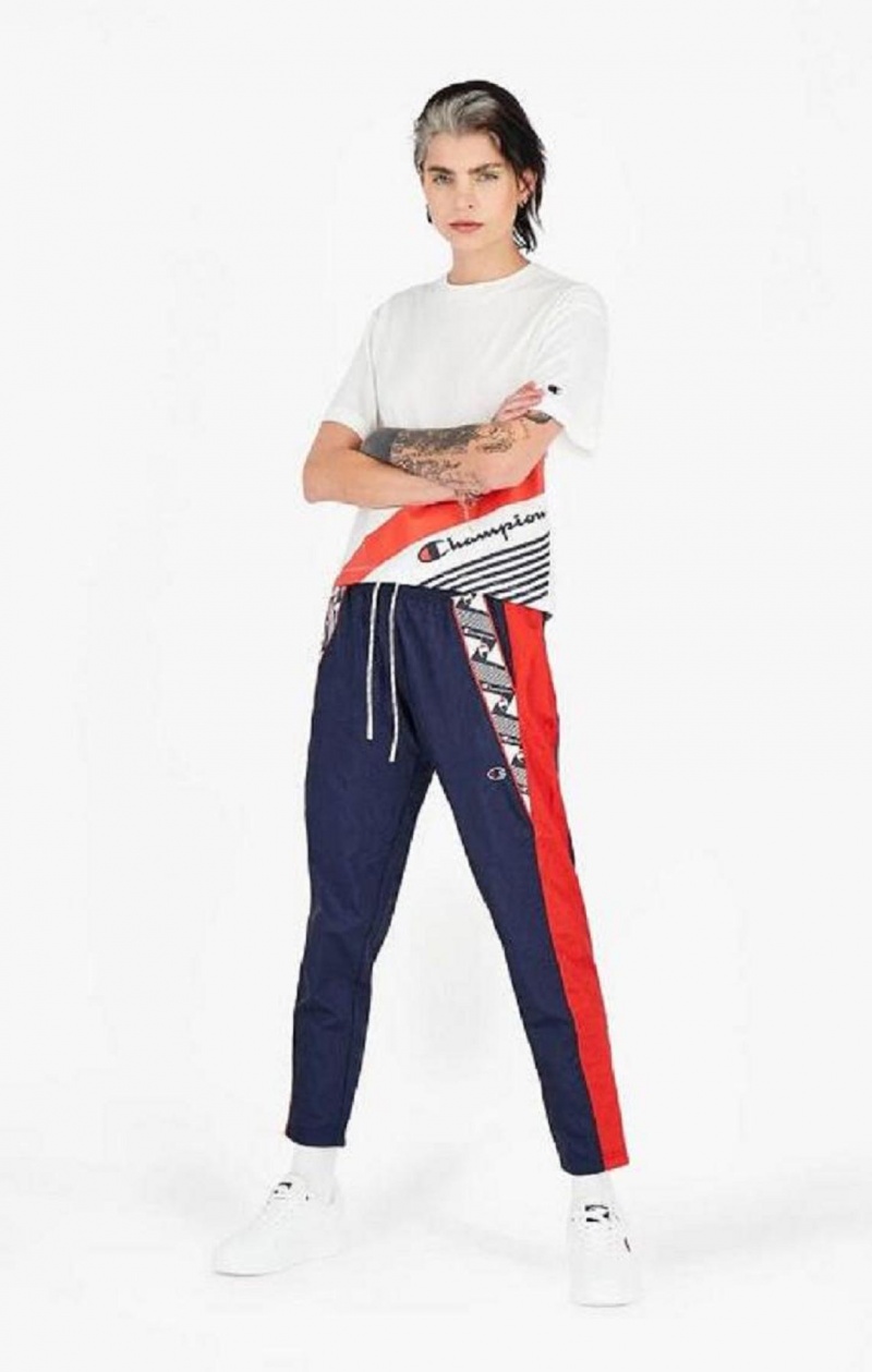 Pantalon Jogger Champion Stripe Logo Tape Insert Cigarette Pants Turquesa Oscuro | 1203-MIPLJ