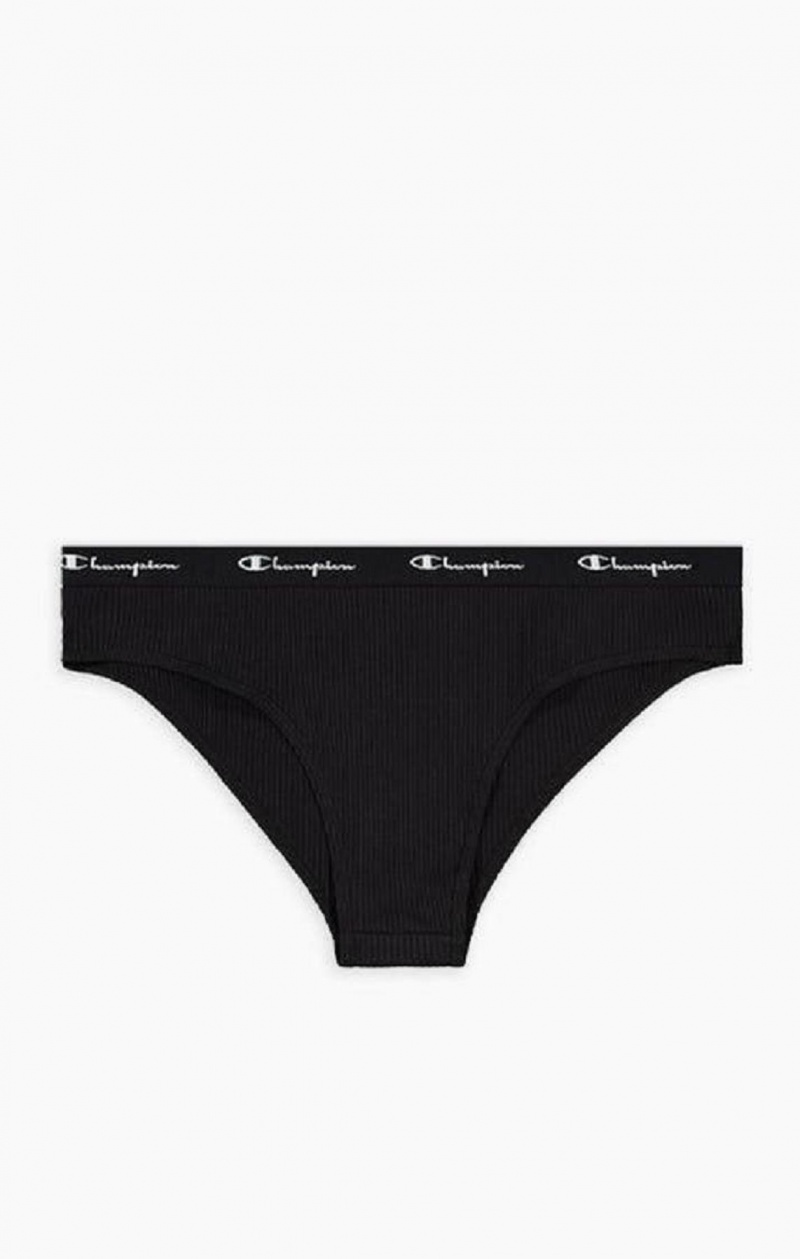 Ropa de Baño Champion Acanalado Algodon Logo Trim Briefs Negras | 1658-EQTNF