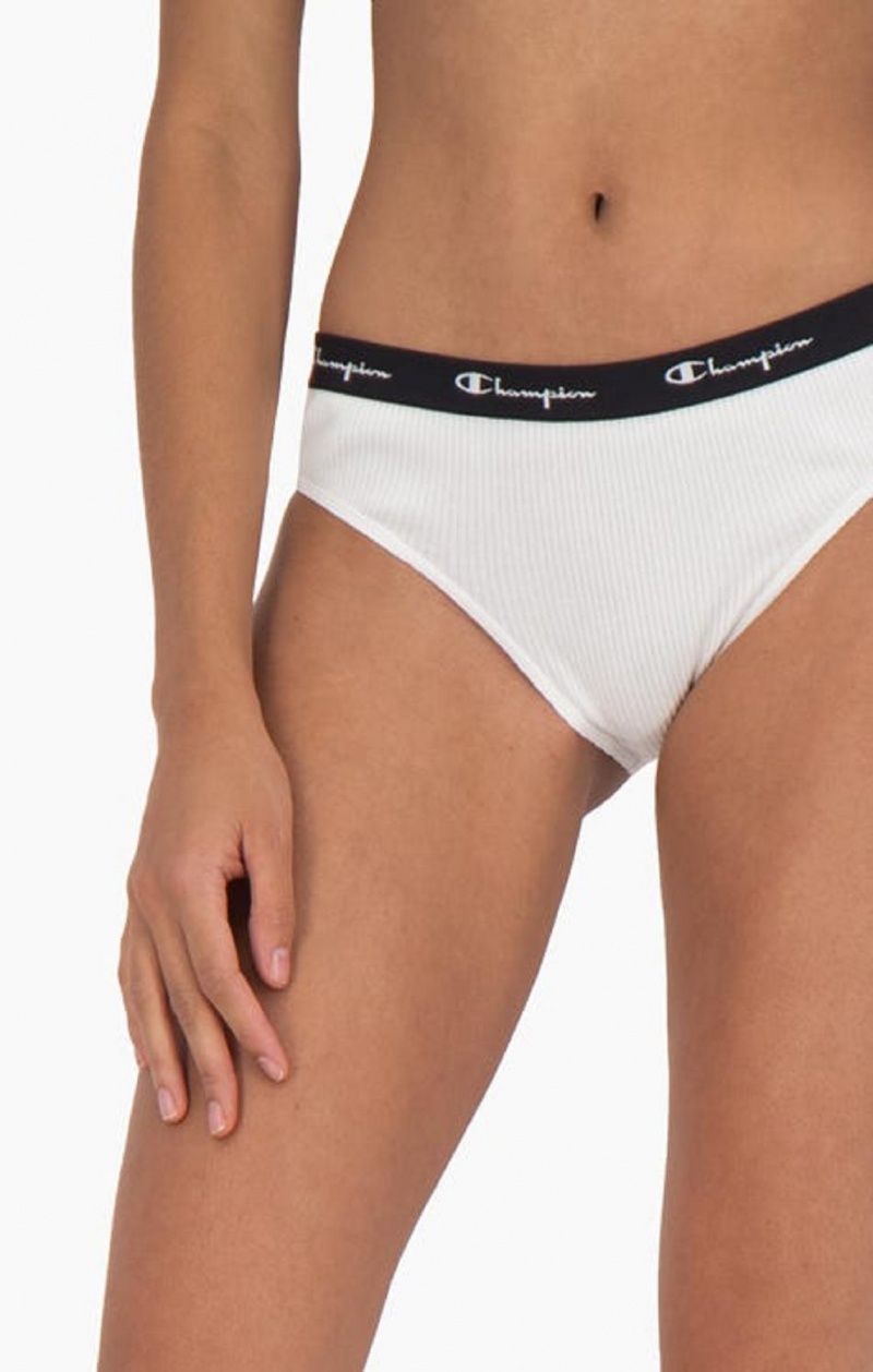 Ropa de Baño Champion Acanalado Algodon Logo Trim Briefs Blancas | 9263-CBGOP