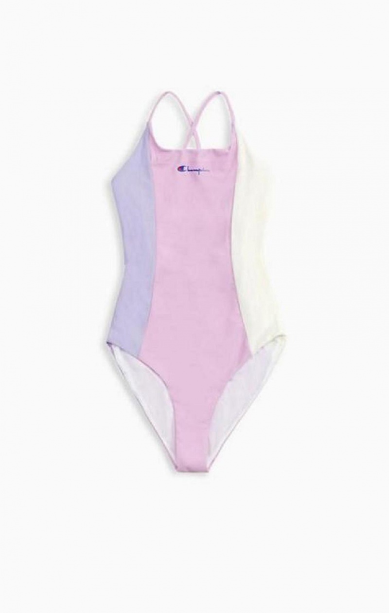 Ropa de Baño Champion Colour Block Cross Back Swimsuit Azules | 5731-FOBZQ