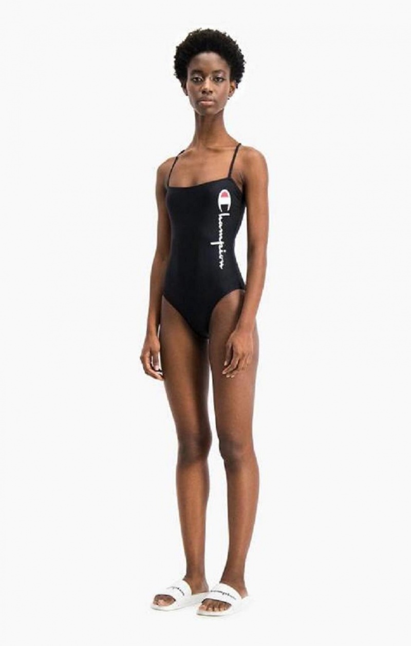 Ropa de Baño Champion Cross Back Large Script Logo Swimsuit Negras | 5241-BKWLM