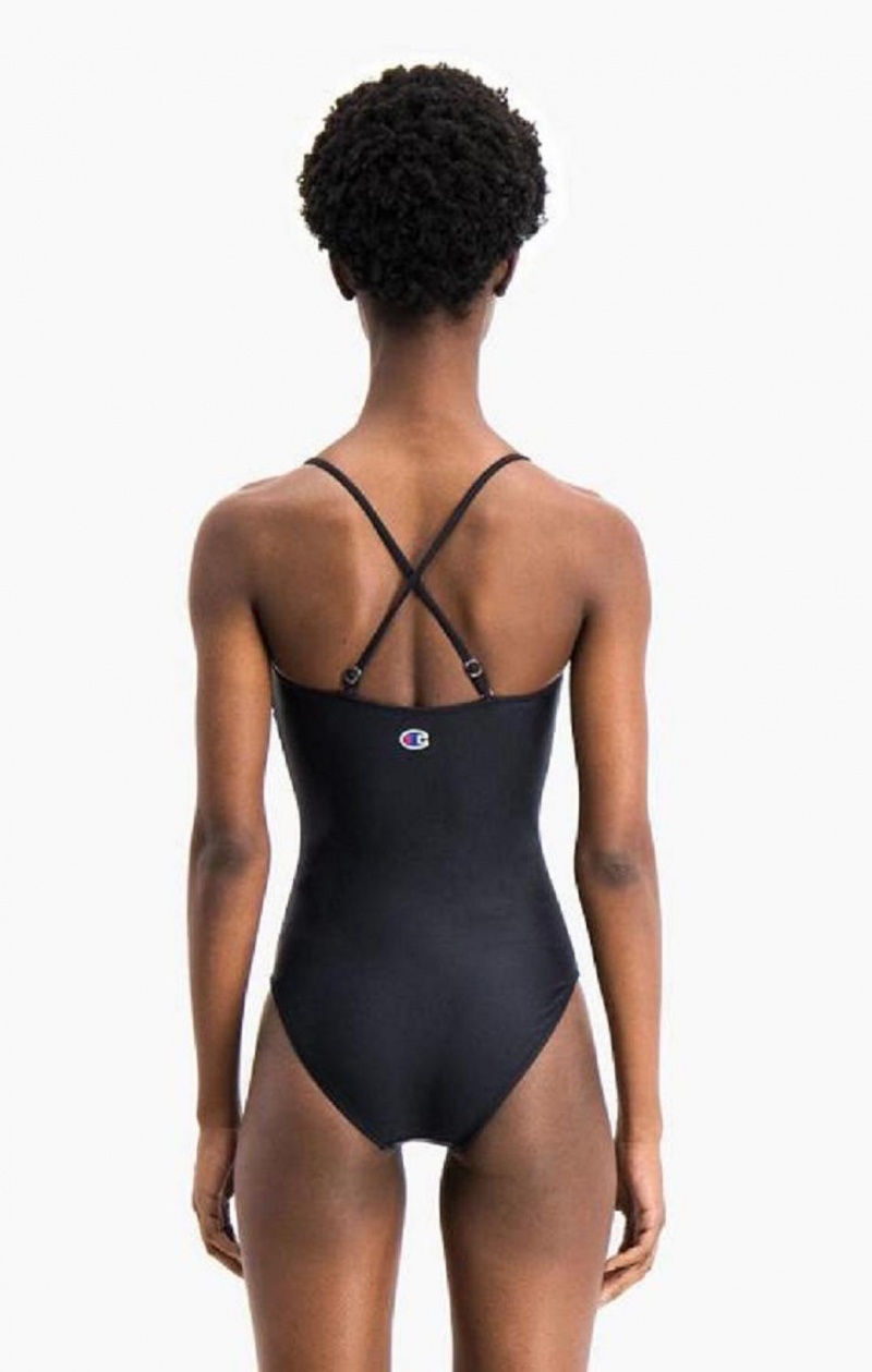 Ropa de Baño Champion Cross Back Large Script Logo Swimsuit Negras | 5241-BKWLM