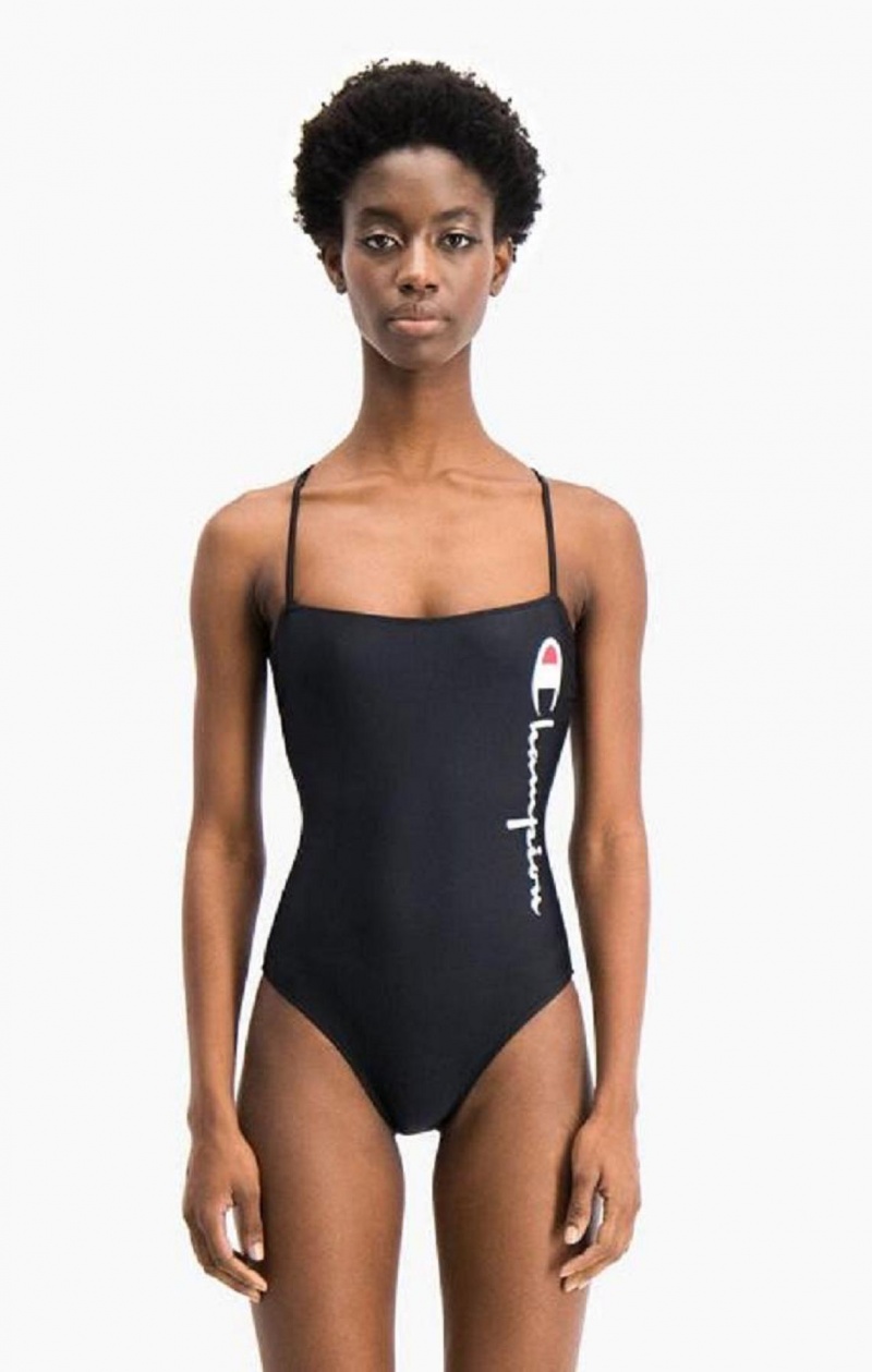 Ropa de Baño Champion Cross Back Large Script Logo Swimsuit Negras | 5241-BKWLM